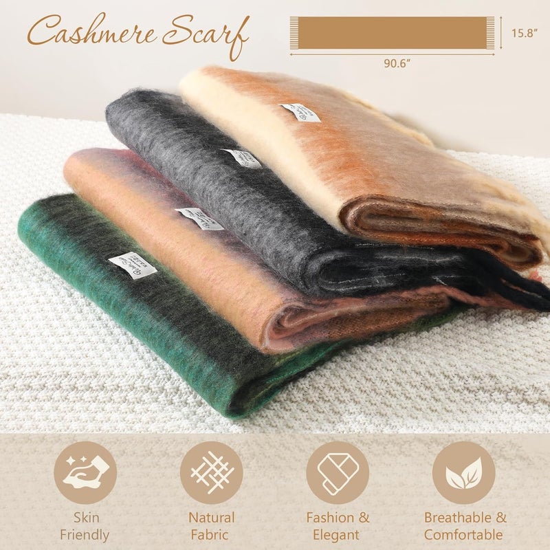 Premillow Women's Mohair Winter Scarf Pure Color, Warm Winter Scarf for Women and Men, Soft Luxurious Cashmere Feel Scarfs - Image 3